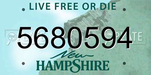 5680594 New Hampshire License Plate