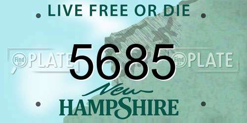 5685 New Hampshire License Plate