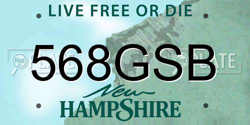568GSB New Hampshire License Plate