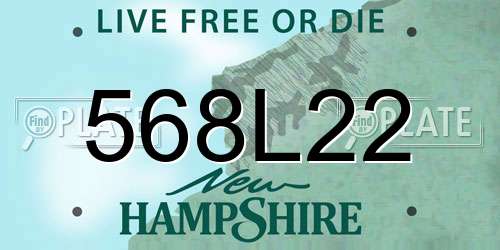 568L22 New Hampshire License Plate