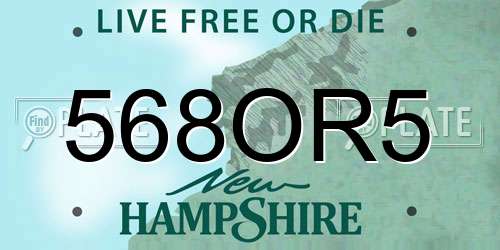 568OR5 New Hampshire License Plate