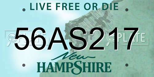 56AS217 New Hampshire License Plate