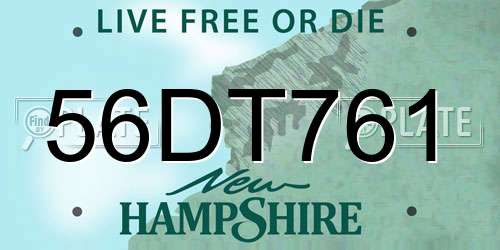 56DT761 New Hampshire License Plate