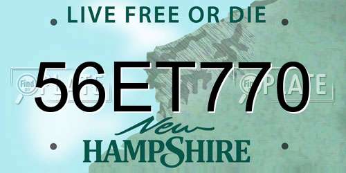 56ET770 New Hampshire License Plate