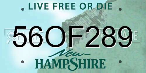 56OF289 New Hampshire License Plate