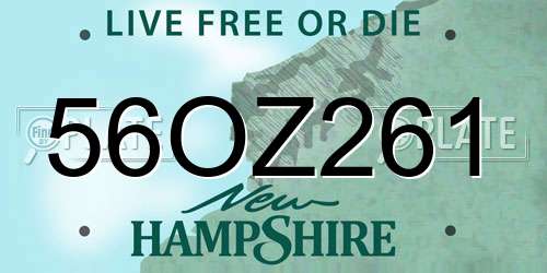 56OZ261 New Hampshire License Plate