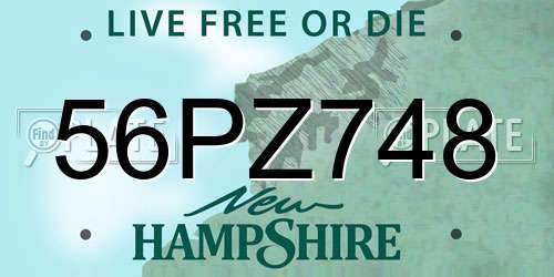 56PZ748 New Hampshire License Plate