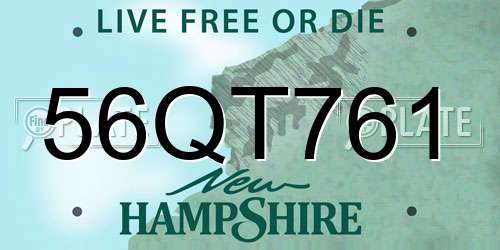 56QT761 New Hampshire License Plate