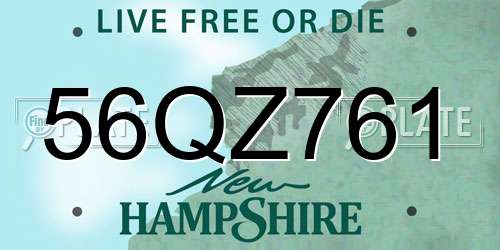 56QZ761 New Hampshire License Plate