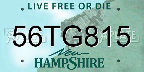 56TG815 New Hampshire License Plate