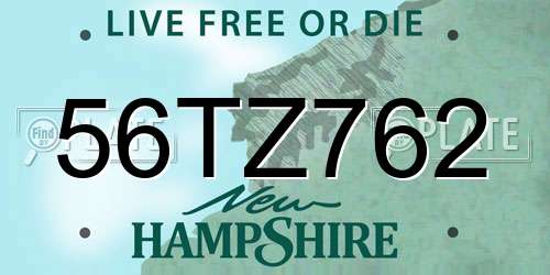 56TZ762 New Hampshire License Plate