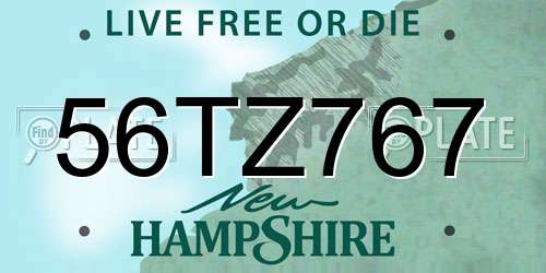56TZ767 New Hampshire License Plate