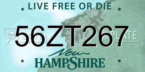 56ZT267 New Hampshire License Plate