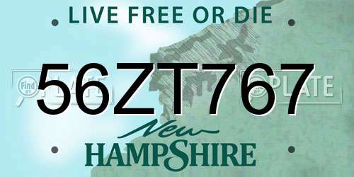 56ZT767 New Hampshire License Plate