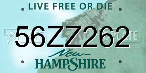 56ZZ262 New Hampshire License Plate