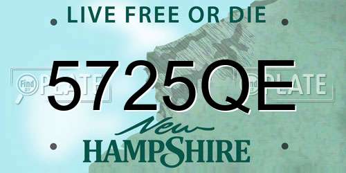 5725QE New Hampshire License Plate