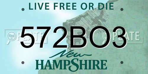 572BO3 New Hampshire License Plate