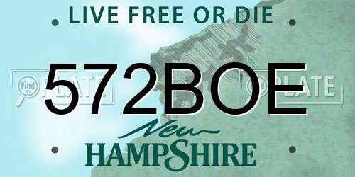 572BOE New Hampshire License Plate
