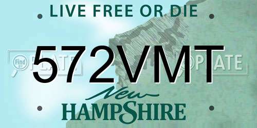 572VMT New Hampshire License Plate