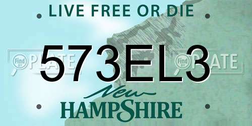 573EL3 New Hampshire License Plate