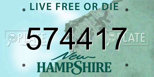 574417 New Hampshire License Plate