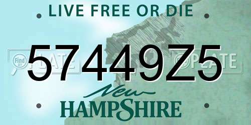 57449Z5 New Hampshire License Plate