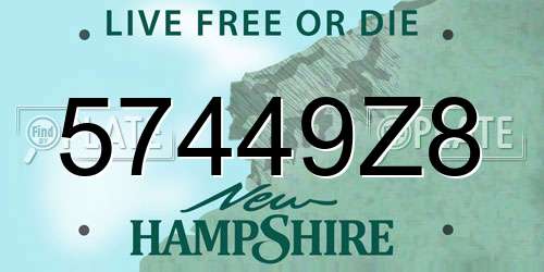 57449Z8 New Hampshire License Plate