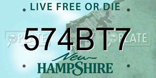 574BT7 New Hampshire License Plate