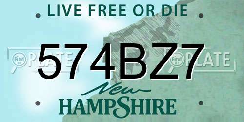574BZ7 New Hampshire License Plate