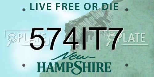 574IT7 New Hampshire License Plate