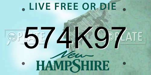 574K97 New Hampshire License Plate