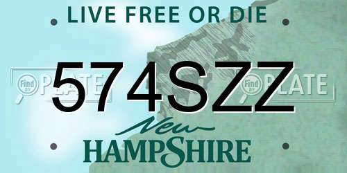 574SZZ New Hampshire License Plate
