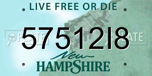 57512I8 New Hampshire License Plate