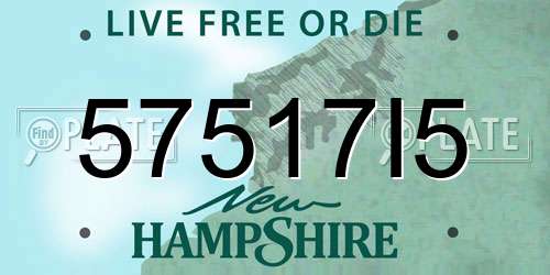 57517I5 New Hampshire License Plate
