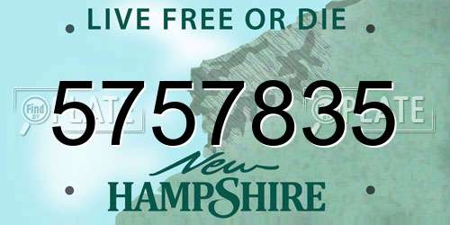 5757835 New Hampshire License Plate