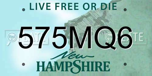 575MQ6 New Hampshire License Plate