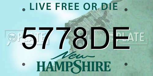 5778DE New Hampshire License Plate