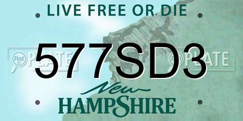 577SD3 New Hampshire License Plate