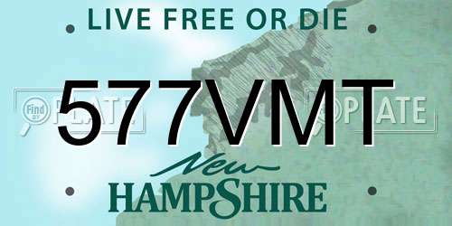 577VMT New Hampshire License Plate