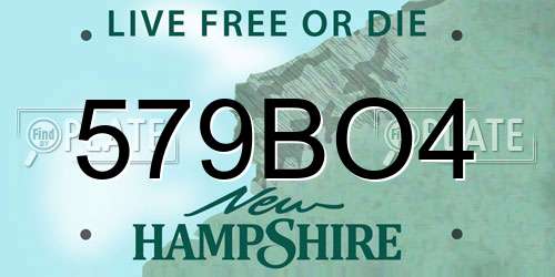 579BO4 New Hampshire License Plate