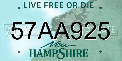 57AA925 New Hampshire License Plate
