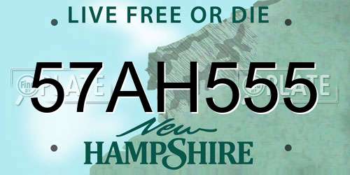 57AH555 New Hampshire License Plate