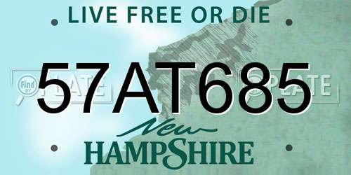 57AT685 New Hampshire License Plate
