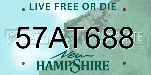 57AT688 New Hampshire License Plate
