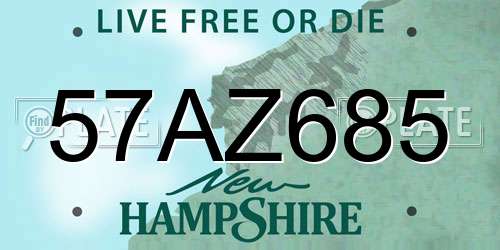 57AZ685 New Hampshire License Plate