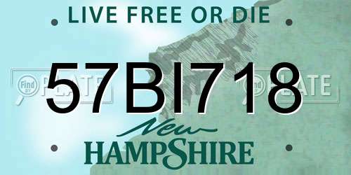 57BI718 New Hampshire License Plate