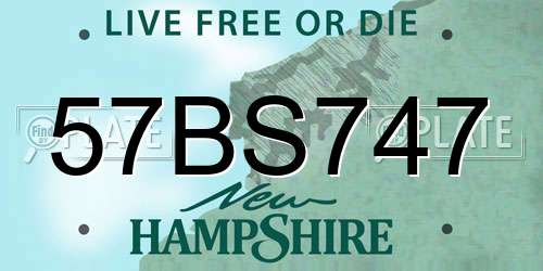 57BS747 New Hampshire License Plate
