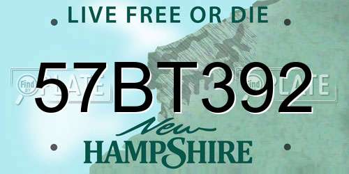 57BT392 New Hampshire License Plate