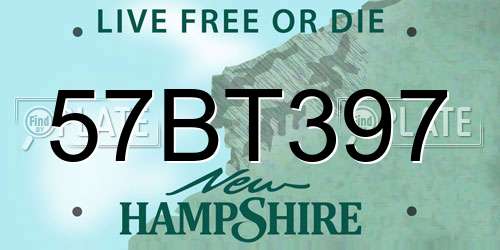 57BT397 New Hampshire License Plate