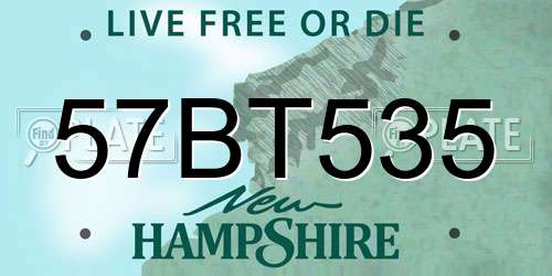 57BT535 New Hampshire License Plate